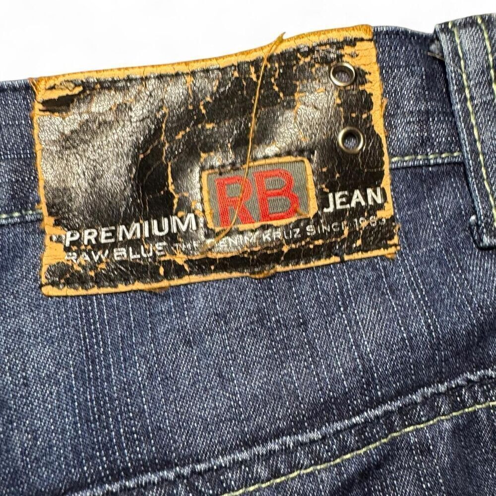 Premium RB Denim Y2K Men's Blue Jeans with back flap pocket embroidery Sz 46 - Picture 5 of 6